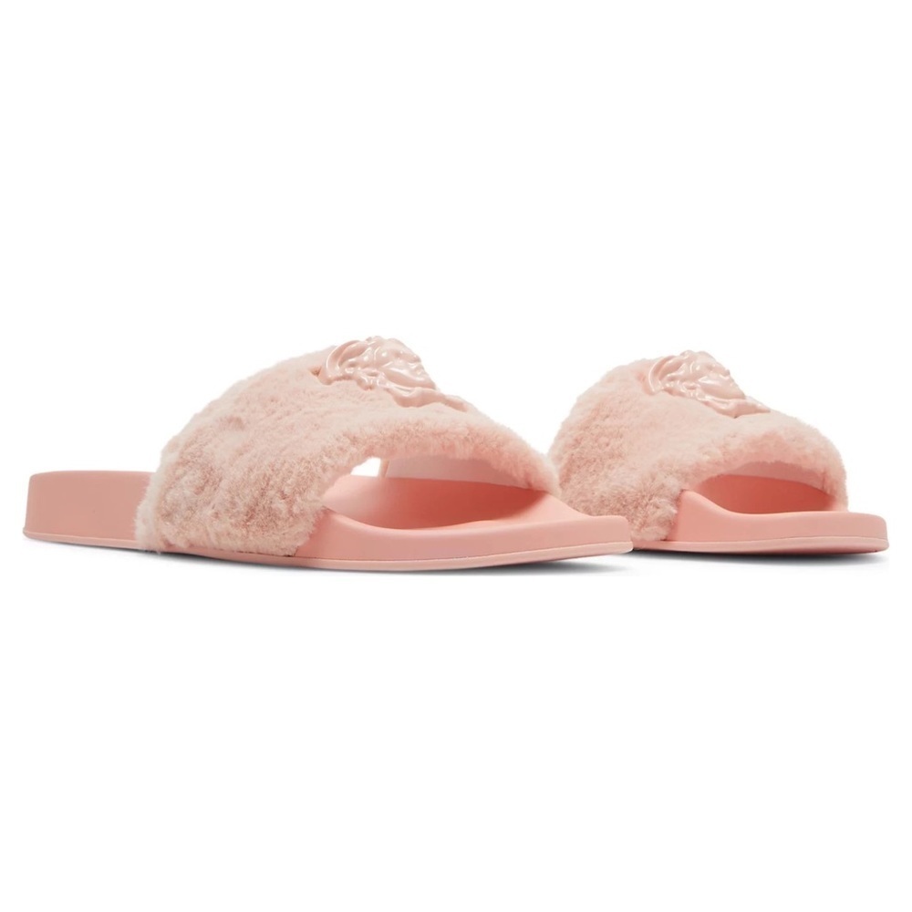 Versace Women’s La Medusa Faux Fur Slide 'Pale Pink' Size 41
